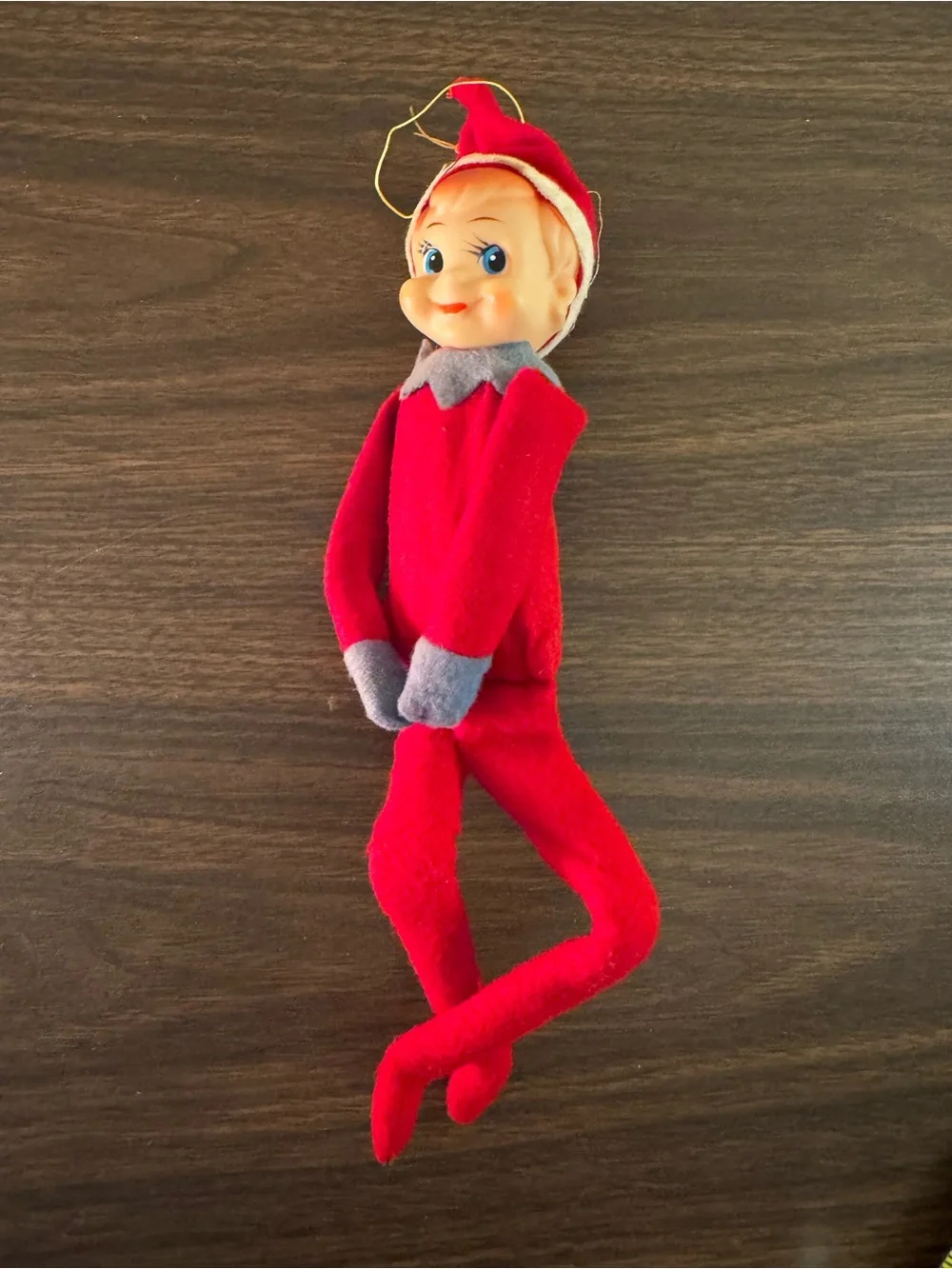 Vintage Knee Hugger Christmas Elf Pixie Tree Hugger Ornament 12”